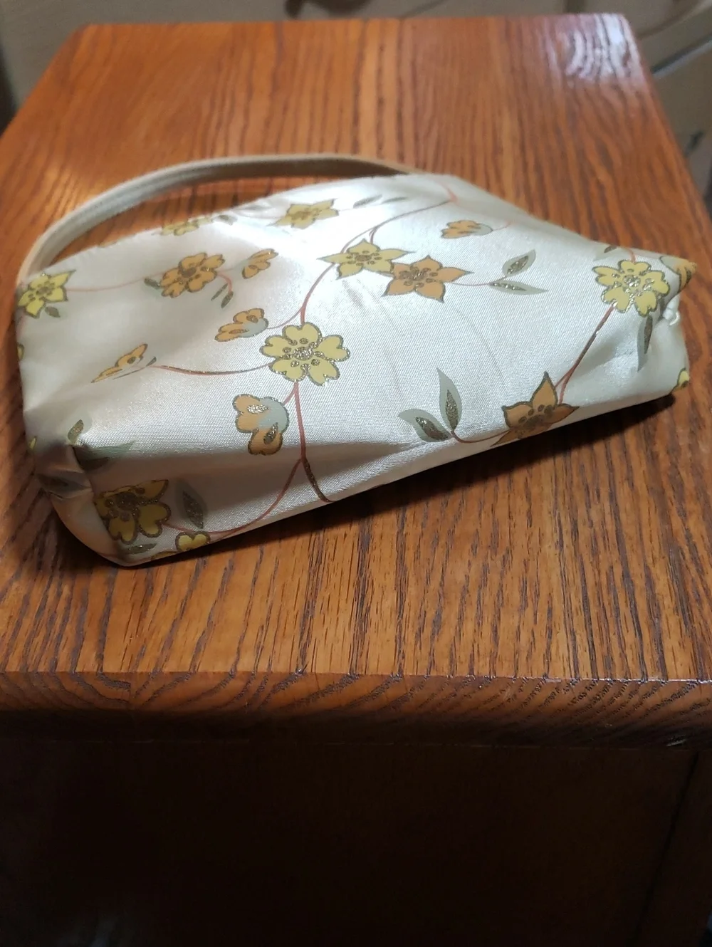 Vintage 2003 Avon Gold Satin Floral Mini Bag • Y2K Evening Purse